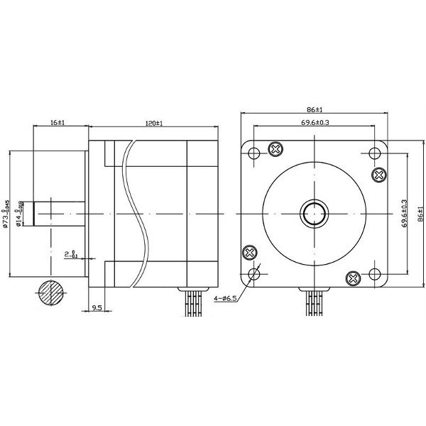 Động cơ bước 8.5Nm size 86 trục 14mm 86HS085